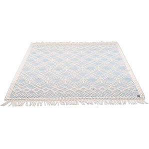 Teppich TOM TAILOR HOME Colored Macrame Teppiche Gr. B: 190cm, 10mm, L: 290cm, blau Fransenteppich Handweb Teppich, reine Wolle, handgewebt, mit Fransen, Scandi Design