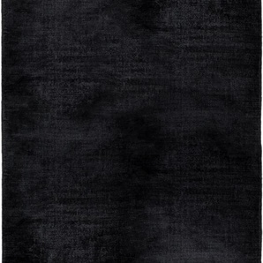 Teppich TOM TAILOR HOME Shine uni Teppiche Gr. B/L: 85 cm x 155 cm, 8 mm, 1 St., schwarz Esszimmerteppiche Handweb Teppich, 100% Viskose, handgewebt, mit elegantem Schimmer