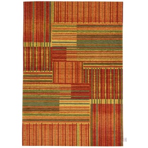 Teppich TOM TAILOR Stripy Pat Teppiche Gr. B: 155cm, 5mm, L: 230cm, rost multi Flachgewebe, modernes Patchworkdesign, gestreift, Chenille, Wohnzimmer