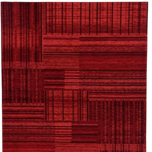 Teppich TOM TAILOR Stripy Pat Teppiche Gr. B: 155cm, 5mm, L: 230cm, rot Flachgewebe, modernes Patchworkdesign, gestreift, Chenille, Wohnzimmer