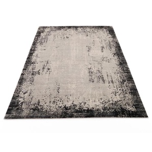 Teppich WK WOHNEN BORDER Teppiche Gr. B/L: 120 cm x 180 cm, 8 mm, 1 St., grau Esszimmerteppiche hochwertiger Viskoseanteil, samtweiche Oberfläche mit 3 D Effekt