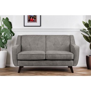 Terso Sofa, 2 Sitzer im zeitlosen Design, in Lederoptik, grau - Konsimo