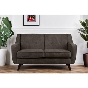 Terso Sofa, 2 Sitzer im zeitlosen Design, in Lederoptik, graubraun - Konsimo