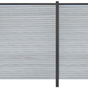 TETZNER & JENTZSCH Sichtschutzelement WARREN 1 Zaunelemente pflegeleicht, coextrudierte Oberfläche, Design-Oberfläche Gr. H/L: 180 cm x 5,56 m, Pfosten: 4 St., grau (weißgrau) Sichtschutzelemente