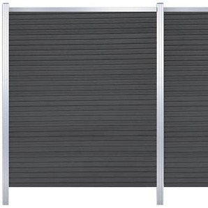 TETZNER & JENTZSCH Sichtschutzelement WARREN 2 Zaunelemente pflegeleicht, coextrudierte Oberfläche, Design-Oberfläche Gr. H/L: 180 cm x 7,39 m, Pfosten: 5 St., braun (schwarzbraun) Sichtschutzelemente