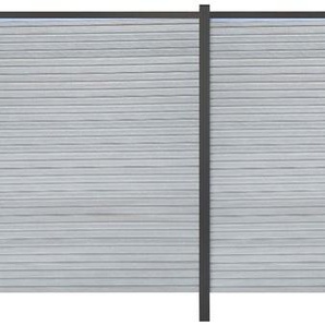 TETZNER & JENTZSCH Sichtschutzelement WARREN 2 Zaunelemente pflegeleicht, coextrudierte Oberfläche, Design-Oberfläche Gr. H/L: 180 cm x 7,39 m, Pfosten: 5 St., grau (weißgrau) Sichtschutzelemente