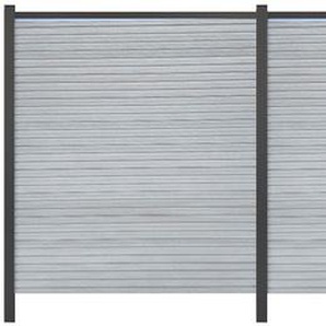 TETZNER & JENTZSCH Sichtschutzelement WARREN 3 Zaunelemente pflegeleicht, coextrudierte Oberfläche, Design-Oberfläche Gr. H/L: 180 cm x 9,22 m, Pfosten: 6 St., grau (weißgrau) Sichtschutzelemente