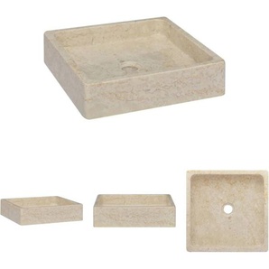 The Living Store Waschbecken Creme 40x40x10 cm Marmor - Badezimmer-Waschbecken - Creme