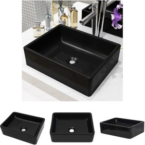 The Living Store Waschbecken Keramik Rechteckig Schwarz 41 x 30 x 12 cm - Badezimmer-Waschbecken - Schwarz