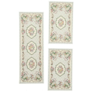 THEKO Bettumrandung Flomi Floral, Höhe 3 mm, (3-tlg), Bettvorleger, Läufer-Set für das Schlafzimmer, gewebt, Blumen Design