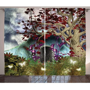 Rustikaler Vorhang, Abstrakt Goth Baum und Höhle, Phantasie, Mehrfarbig