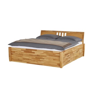 Timber Massivholz-Bettgestell mit Bettkasten Timber - holzfarben - Materialmix - 196 cm - 93 cm | Möbel Kraft