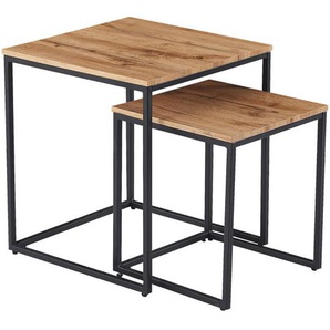 Time Beistelltischset, Eiche, Metall, Holzwerkstoff, 2-teilig, quadratisch, eckig, 35-45x40-50x35-45 cm, Wohnzimmer, Wohnzimmertische, Satztische