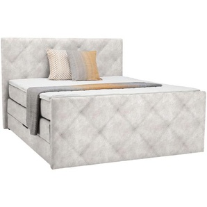 Time Boxspringbett, Beige, Textil, H2, Höhe ca. 21 cm, 140x200 cm, gepolstertes Kopfteil, Stoffauswahl, Topper durchgehend, in verschiedenen Größen erhältlich, Schlafzimmer, Betten, Boxspringbetten