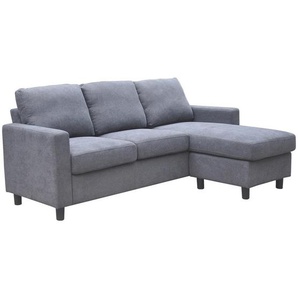 Time Ecksofa, Grau, Textil, 3-Sitzer, Füllung: Polyester, Ottomane rechts, 198x135 cm, Wohnzimmer, Sofas & Couches, Wohnlandschaften