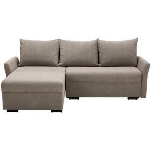 Time Ecksofa, Grau, Textil, 3-Sitzer, Füllung: Schaumstoff, Ottomane rechts, seitenverkehrt montierbar, L-Form, 223x148 cm, Rücken echt, Wohnzimmer, Sofas & Couches, Wohnlandschaften, Ecksofas