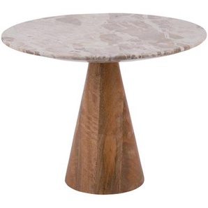 Tisch Force Marmor braun, Gestell aus Mangoholz