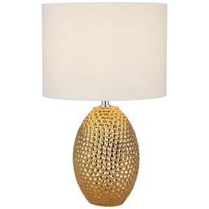 Tischleuchte, Gold, Metall, Kunststoff, Textil, Keramik, oval,oval, 31 cm, Lampen & Leuchten, Innenbeleuchtung, Tischlampen, Tischlampen