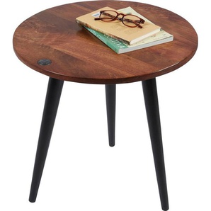 TOM TAILOR HOME Beistelltisch T-WOOD TABLE MEDIUM, Beistelltisch mit Knopfdetail, dunkles Mangoholz und schwarze Beine