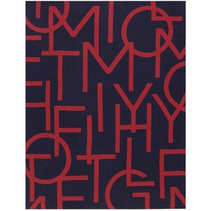 Tommy Hilfiger Plaid Bold Script, Blau, Rot, Textil, 130x170 cm, Wohntextilien, Decken, Plaids