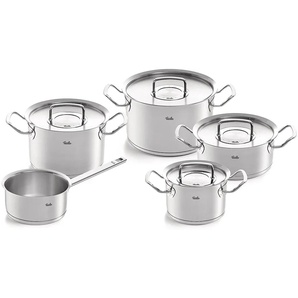 Topf-Set FISSLER ORIGINAL-PROFI COLLECTION Edelstahl-Topfset Töpfe silberfarben mit breitem Schüttrand, Kaltmetallgriffen. Made in Germany