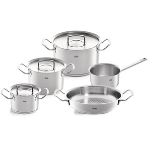 Topf-Set FISSLER ORIGINAL-PROFI COLLECTION Edelstahl-Topfset Töpfe silberfarben Topfsets mit breitem Schüttrand, Kaltmetallgriffen. Made in Germany