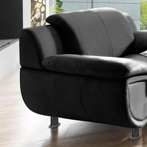 TRENDMANUFAKTUR Sessel Rondo, Loungesessel, Füße schwarz, wahlweise mit Federkern, mit extra breiten Armlehnen