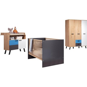 trendteam Babymöbel-Set Mats, (Set, 3-St., Bett, Wickelkommode, Schrank)