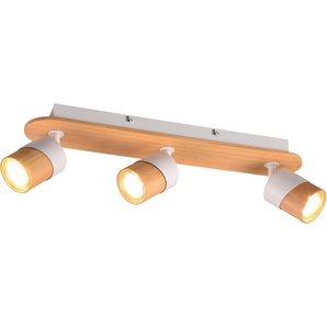 TRIO Leuchten Deckenstrahler ARUNI, Spot 3-flammig Wandspot Deckenspot exkl 3x GU10 max 10W, Leuchtmittel wechselbar, warmweiß - kaltweiß, Deckenstrahler mit Materialmix Holz / Metall für Küche Flur Wohnzimmer