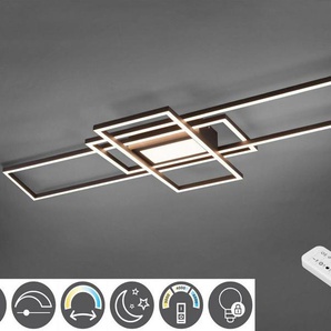 TRIO Leuchten LED Deckenleuchte MILA, Dimmfunktion, Memoryfunktion, Nachtlichtfunktion, LED fest integriert, Farbwechsler, Neutralweiß, Tageslichtweiß, Warmweiß, Deckenlampe inkl. Fernbedienung, dimmbar, 3000 - 6500K, 105xx42x6,5 cm