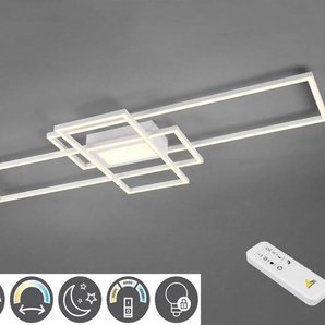 TRIO Leuchten LED Deckenleuchte MILA, Dimmfunktion, Memoryfunktion, Nachtlichtfunktion, LED fest integriert, Farbwechsler, Neutralweiß, Tageslichtweiß, Warmweiß, Deckenlampe inkl. Fernbedienung, dimmbar, 3000 - 6500K, 105xx42x6,5 cm