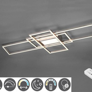 TRIO Leuchten LED Deckenleuchte MILA, Dimmfunktion, Memoryfunktion, Nachtlichtfunktion, LED fest integriert, Farbwechsler, Neutralweiß, Tageslichtweiß, Warmweiß, Deckenlampe inkl. Fernbedienung, dimmbar, 3000 - 6500K, 105xx42x6,5 cm