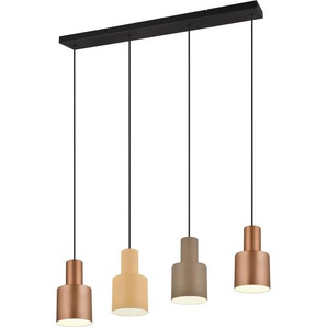 TRIO Leuchten Pendelleuchte AGUDO, Hängelampe 4-flammig exkl 4xE27 max 40W höhenverstellbar, Leuchtmittel wechselbar, warmweiß - kaltweiß, mehrfarbige Lampenschirme in beige taupe & coffee, Esszimmerlampe