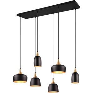 TRIO Leuchten Pendelleuchte CHIRAZ, Hängeleuchte 6-flammig schwarz messing gold max 150cm Höhe, Leuchtmittel wechselbar, warmweiß - kaltweiß, Hängelampe exkl 6x E14 max 25W, Industrie Loft Stil 3 Schirmformen