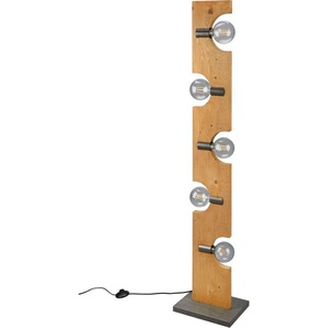 TRIO Leuchten Stehlampe Tailor, Ein-/Ausschalter, ohne Leuchtmittel, warmweiß - kaltweiß, Stehleuchte 143cm, exkl 5xE27 max 10W, Fussschalter,Holz naturbelassen