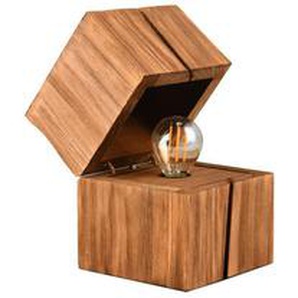 Trio Leuchten Tischleuchte Treasure, Natur, Holz, 12x16x12 cm, Schnurschalter, Lampen & Leuchten, Innenbeleuchtung, Tischlampen, Tischlampen