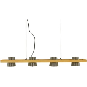 Trio Pendelleuchte, 4-flammig, Nickel antik mit Pinienholz - holzfarben - Materialmix - 100 cm - 150 cm - 21 cm | Möbel Kraft