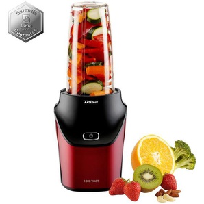 Trisa Electronics Smoothie, Rot, Schwarz, Kunststoff, 1 l, 18x20.5x16 cm, RoHS, abnehmbare Klingen, abnehmbarer Mixbehälter, rutschfeste Füße, Smoothie-Funktion, Ice-Crush-Funktion, BPA-frei, gummierte Saugfüße, Soft-Touch-Deckel, einfache Reinigung,