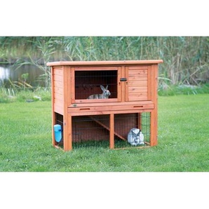 Trixie natura small animal hutch with outdoor run 116  97  63 cm brown