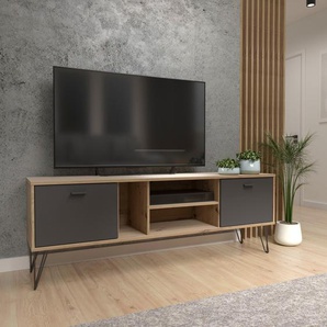 TV-Bank FORTE Neyle Sideboards Gr. B/H/T: 163,1 cm x 58 cm x 41,5 cm, schwarz (artisan eiche, schwarz) TV-Sideboards Breite ca. 163 cm