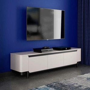 TV-Board FORTE, beige (sand, schwarz), B:204,9cm H:49,1cm T:44,8cm, Spanplatte, Sideboards, TV Board, Soft Close, Stauraum