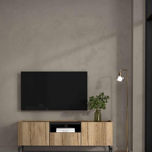 TV-Board HOME AFFAIRE Bergen TV-Möbel, Fernsehtisch, TV-Unit, Media-Möbel, Sideboard Sideboards Gr. B/H/T: 147 cm x 54 cm x 41,3 cm, 1, braun (catania eiche, matt schwarz) TV-Lowboards 2 Türen, verstellbaren Böden,1 Schublade, Kabelmanagement, B:147 cm