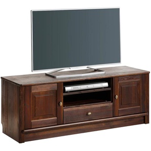 TV-Board HOME AFFAIRE Soeren, braun (dunkelbraun), B:131cm H:48cm T:42cm, Sideboards, aus massiver Kiefer, Breite 131 cm, stilvolles Design