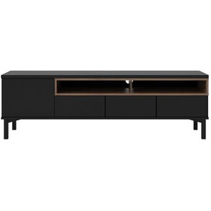 TV-Board INOSIGN Roomers TV-Board, TV-Möbel, TV-Unit, Media-Möbel, Sideboard, schwarz (schwarz, walnuss), B:155,7cm H:48,2cm T:48,3cm, Spanplatte, Sideboards, Breite/Höhe 156/48 cm, 2 offene Fächer mit Rahmen-Optik, Kabelführung