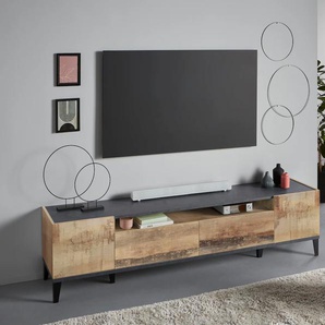 TV-Board INOSIGN sunrise Sideboards Gr. B/H/T: 200 cm x 47 cm x 40 cm, 2, schwarz (ahorn pereira, schiefer) TV-Lowboards Breite 200 cm