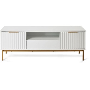 TV-Board JAHNKE CARVE TV 140 Sideboards Gr. B/H/T: 140cm x 49,9cm x 39,6cm, weiß/gold,, goldfarben (weiß/gold) Edle Gold-Applikationen, Fronten in Wellendesign, 140 cm