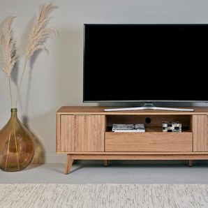 TV-Board JAHNKE WAVE TV 170 Sideboards Gr. B/H/T: 169,5 cm x 54,4 cm x 39,8 cm, montana eiche, 1, braun (montana eiche) TV-Lowboards TV-Board, Retro-Stil, Front in Wellendesign, Breite ca. 170 cm