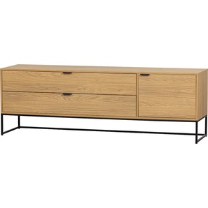 TV-Board WOOOD Silas, braun (eiche, b, h, t: 180 cm x 61 cm x 44 cm), B:180cm H:61cm T:44cm, Holz teilmassiv, Sideboards, mit Kabelversteck-Loch, Breite 180 cm