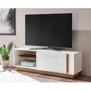 TV-Lowboard MDF Mitteldichte Holzfaserplatte , beschichtet Weiß/Hochglanz Weiß 138cm