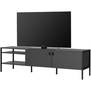 TV-Lowboard Front & Korpus: Spanplatte, beschichtet Gestell: Stahl, pulverbeschichtet Grau/Dunkelgrau 180 x 47 x 40cm